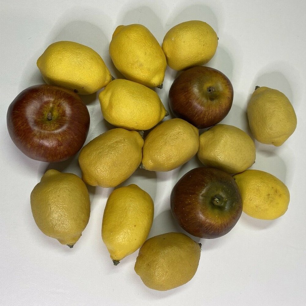 Vintage Fruit Home Kitchen Decor - 12 Lemons and 3 Apples